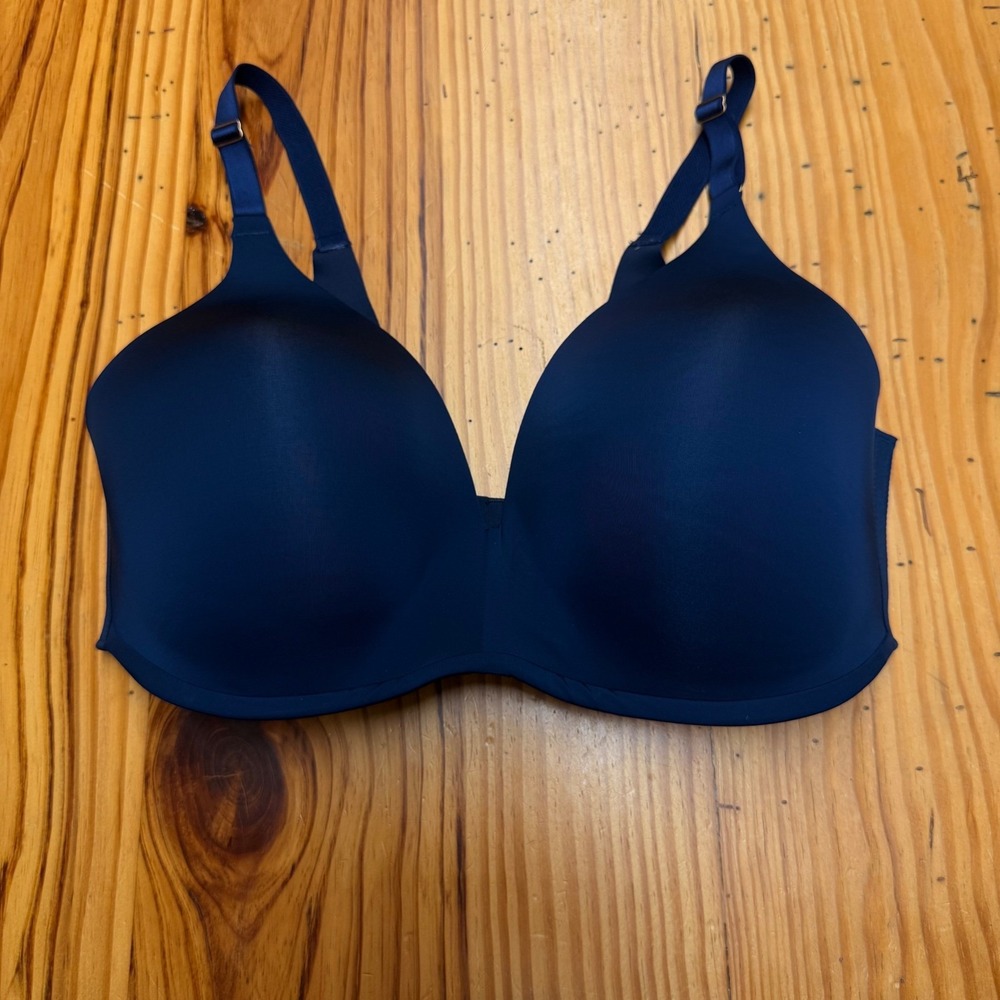 Soma Vanishing 360 Wireless Bra Navy Blue Full‎ Coverage 38DD 072101